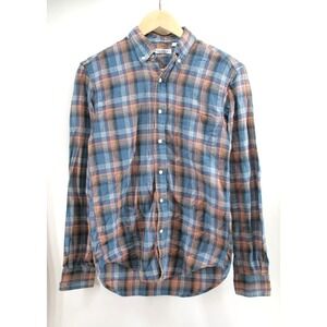 Gustin Long Sleeve‎ Button Down Shirt Men's Medium Slim Plaid Light Flannel